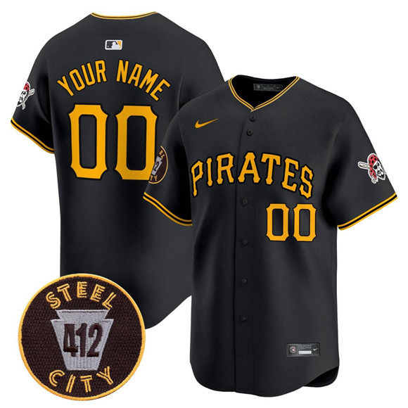 Men's Pittsburgh Pirates Active Player Custom Black 412 Patch Limited V3 Stitched Baseball Jersey Men's Pittsburgh Pirates Active Player Custom Black 412 Patch Limited V3 Stitched Baseball Jersey